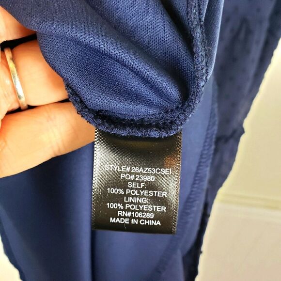 Women's Trixxi Clothing Navy Blue Mini Tiered V-neck Strap Dress Size Large - Picture 4 of 9